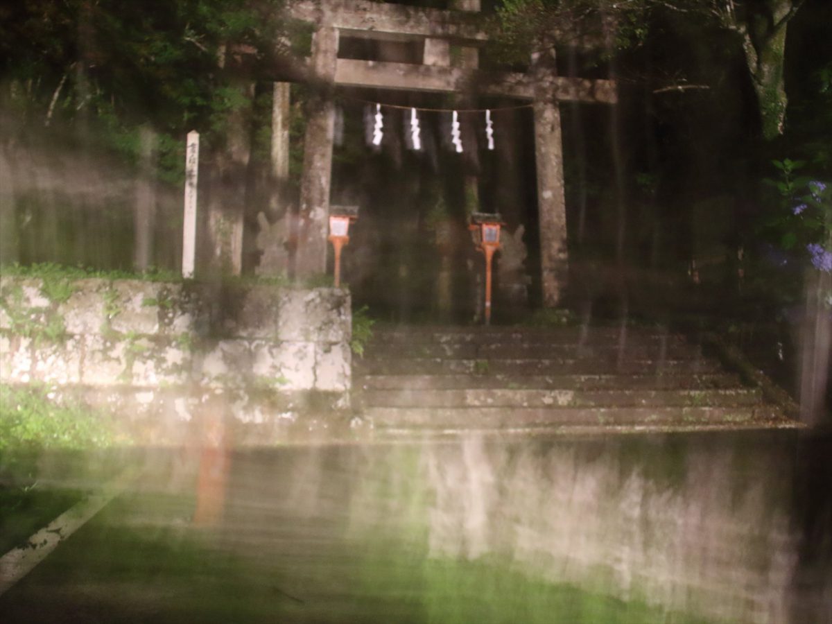夜の二岡神社の鳥居